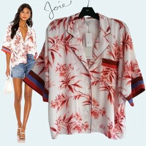 Joie Dark Floral Button-Up Top